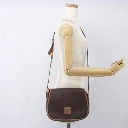 Celine Vintage Macadam Shoulder Bag Canvas and Leather, BROWN, CANVAS, Shoulder bag