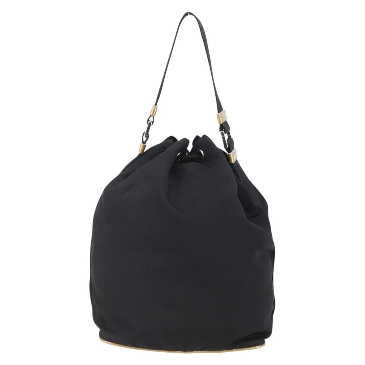 Prada Duet Drawstring Bucket Bag Tessuto, Black, Nylon, Handbag
