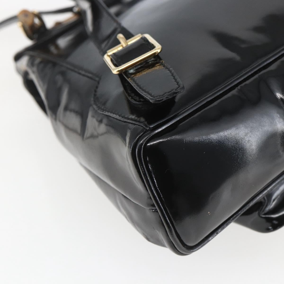 Gucci Vintage Bamboo Backpack Patent, BLACK, PATENT_LEATHER, Backpack