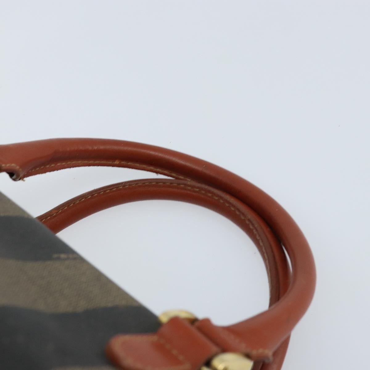 Fendi Vintage Pequin Convertible Boston Bag Coated Canvas, BROWN, CANVAS, Handbag