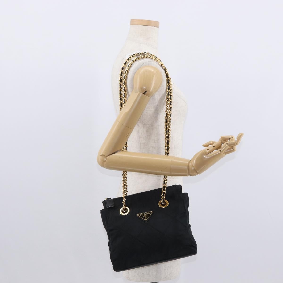 Prada Re-Edition 1995 Chain Tote Quilted Re-Nylon, BLACK, NYLON, Shoulder bag