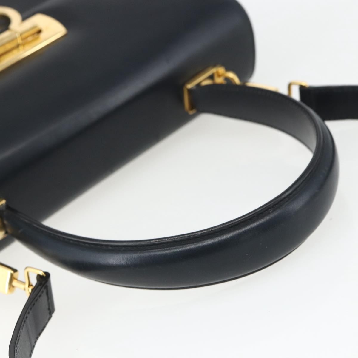 Salvatore Ferragamo Gancini Convertible Top Handle Bag Leather, NAVY, LEATHER, Handbag