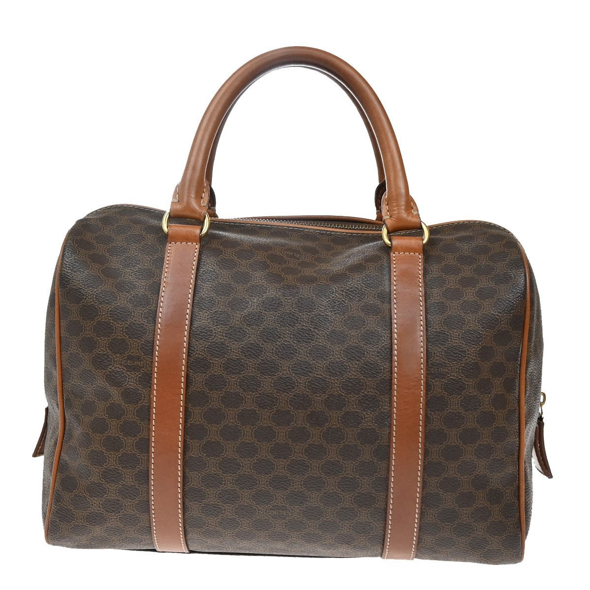 Celine Macadam Handbag Macadam with leather, BROWN, CANVAS, Handbag