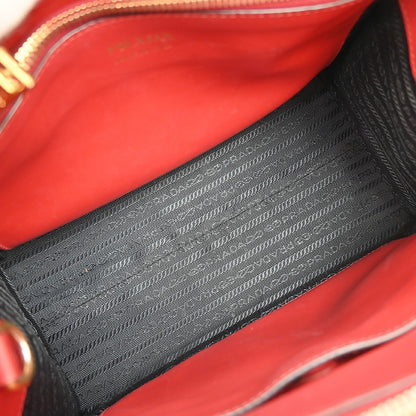 Prada Paradigme Tote Saffiano with City Calf, RED, LEATHER, Handbag