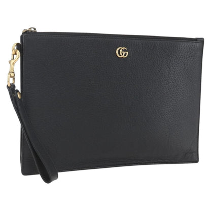 Gucci GG Marmont Pouch Leather, Black, Leather, Clutch