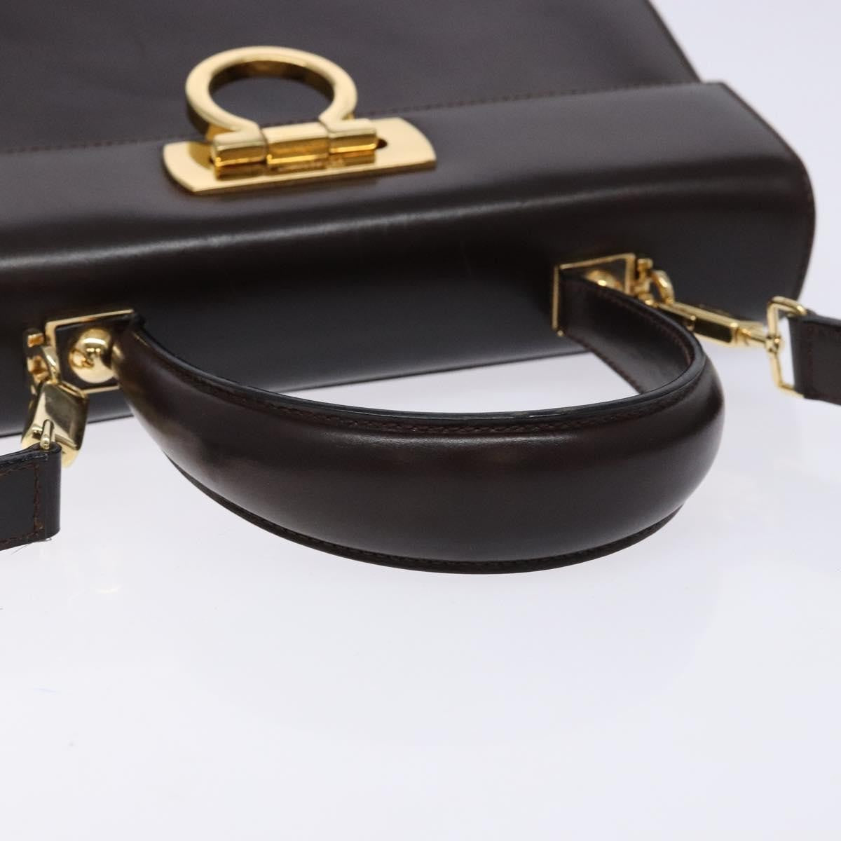 Salvatore Ferragamo Convertible Top Handle Bag Leather, BROWN, LEATHER, Handbag