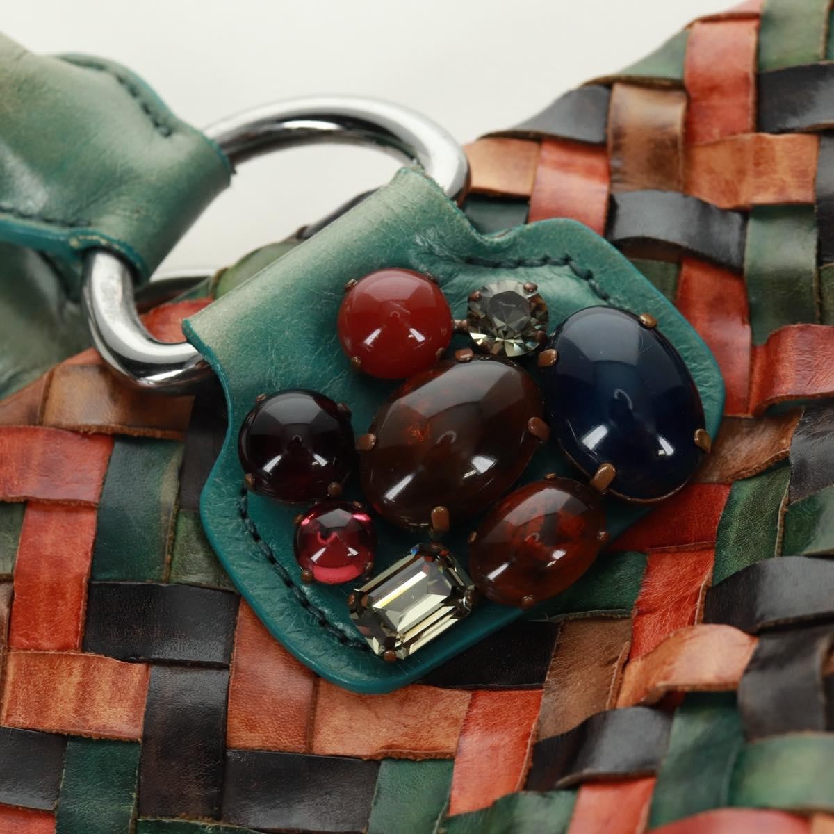 Miu Miu Chain Handle Bag Pleated Leather, Multicolour, Leather, Handbag