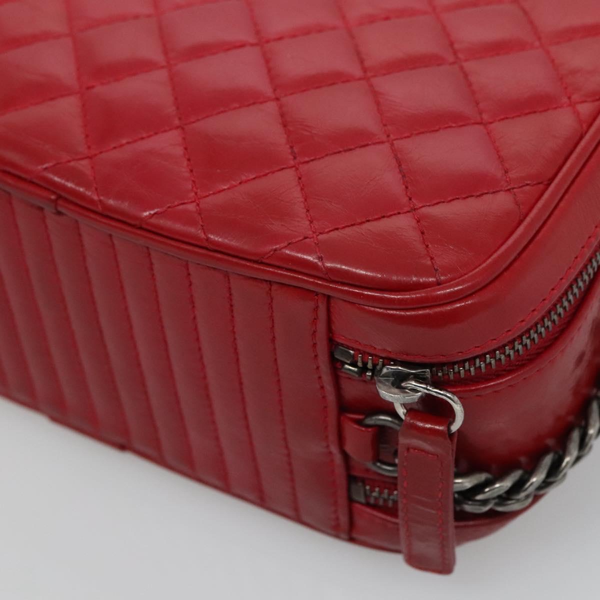Chanel Coco Boy Camera Bag Quilted Leather, RED, LEATHER, Crossbody bag