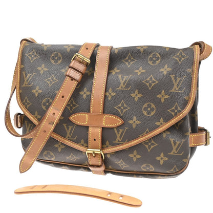 Louis Vuitton Saumur Handbag Monogram Canvas, Brown, Canvas, Shoulder Bag