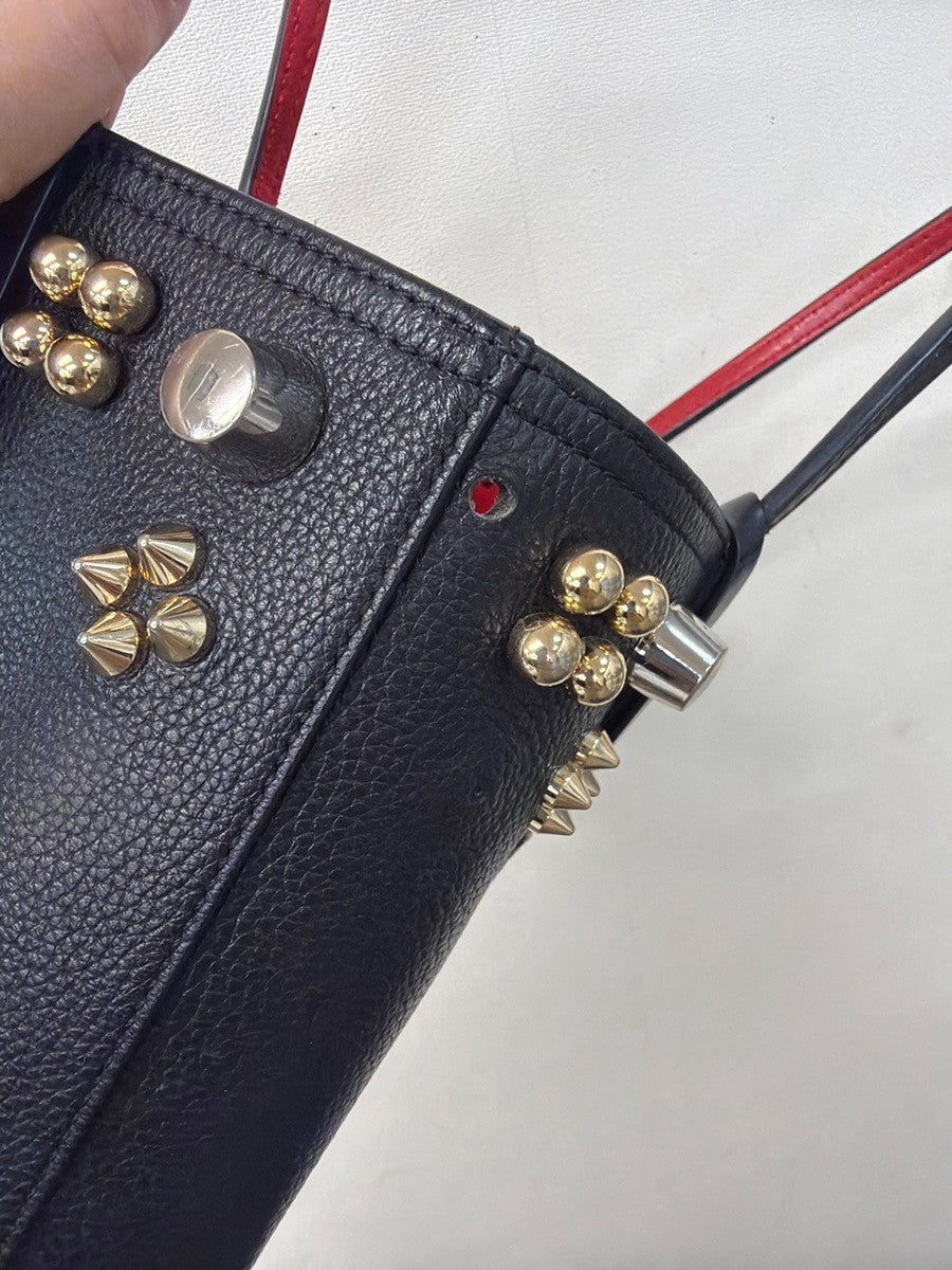 Christian Louboutin Cabata Empire Tote Studded Leather, BLACK, LEATHER, Handbag