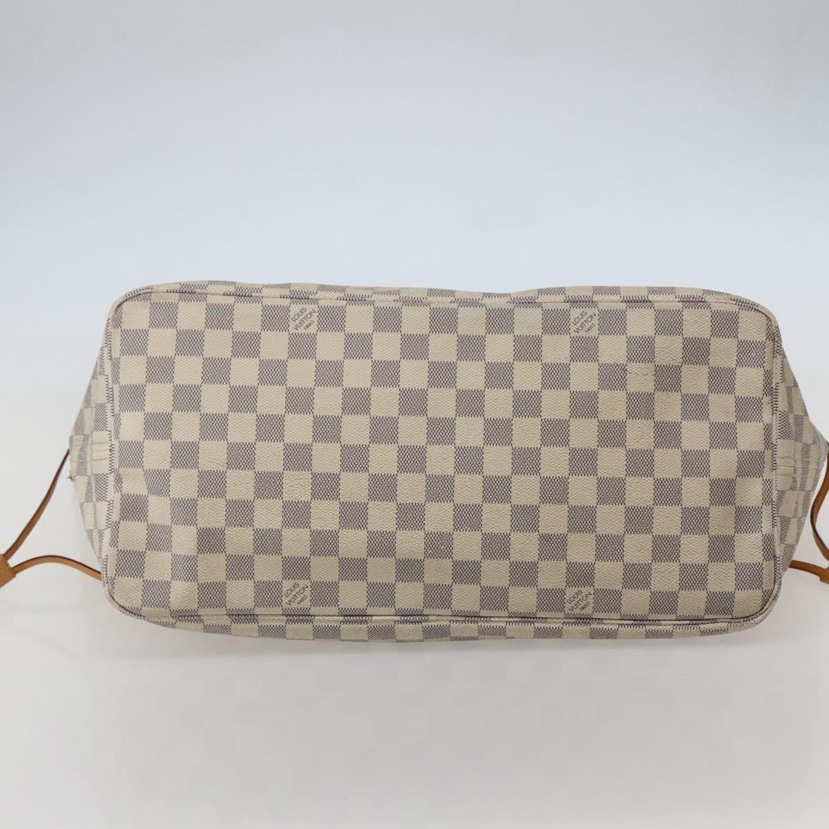 Louis Vuitton Neverfull Tote Damier azur, WHITE, CANVAS, Tote bag