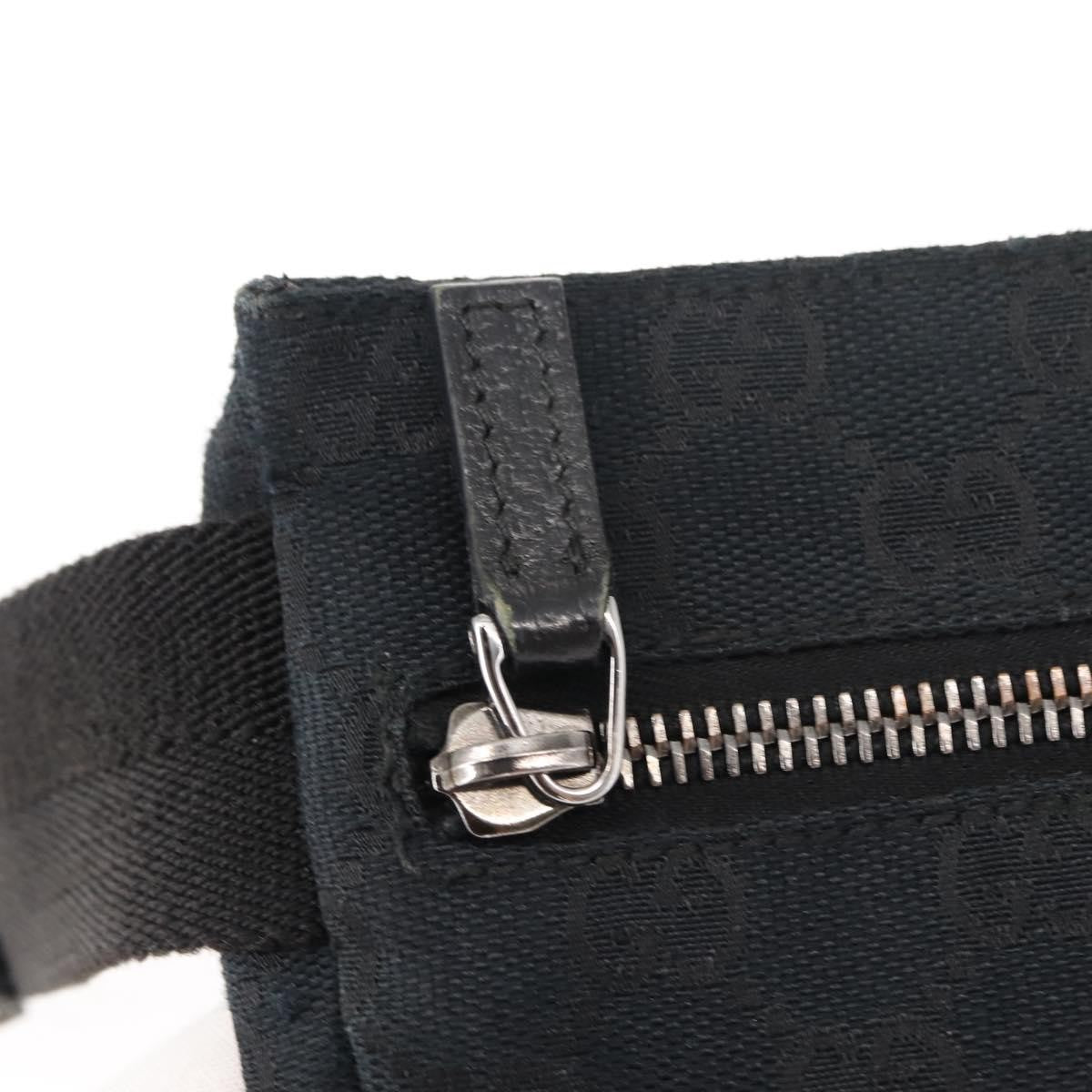 Gucci Vintage Double Belt Bag GG Canvas with Leather, BLACK, CANVAS, Shoulder bag