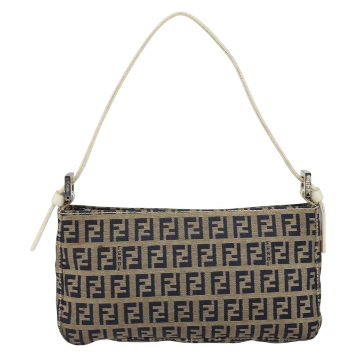 Fendi Pochette Shoulder Bag Zucchino Canvas, NAVY, CANVAS, Clutche & pouche