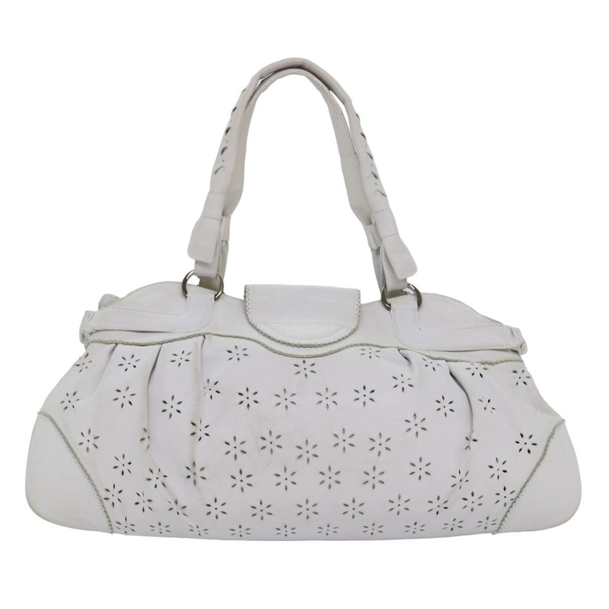 Salvatore Ferragamo Marisa Satchel Leather, WHITE, LEATHER, Handbag