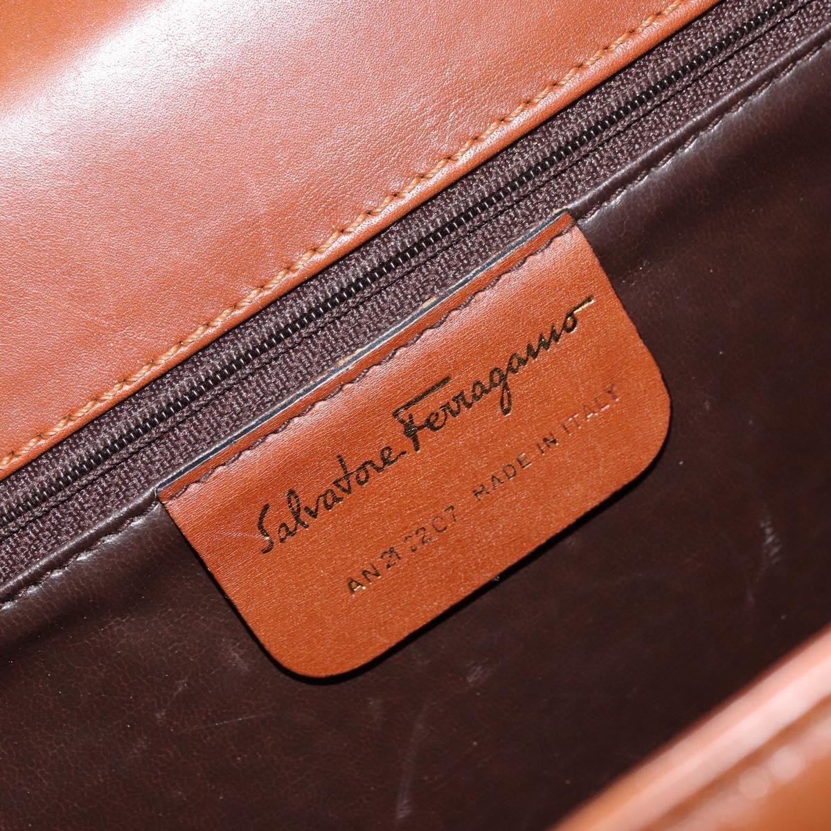 Salvatore Ferragamo Vintage Handbag Leather, BROWN, LEATHER, Handbag