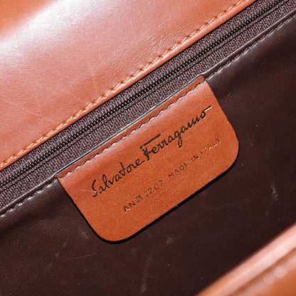 Salvatore Ferragamo Vintage Handbag Leather, BROWN, LEATHER, Handbag