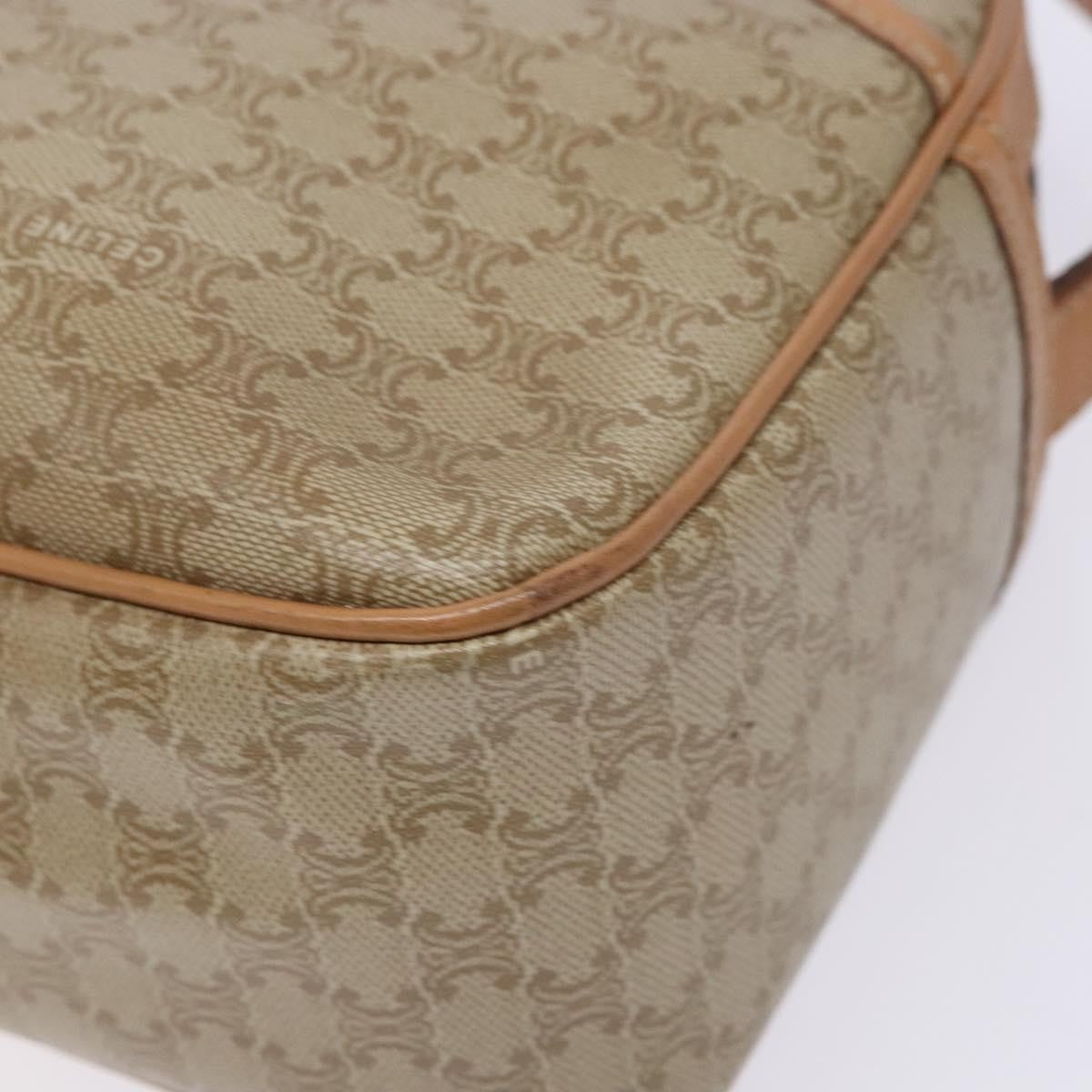 Celine Vintage Macadam Shoulder Bag Canvas and Leather, BEIGE, CANVAS, Shoulder bag