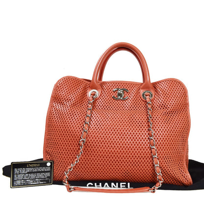 Chanel French Riviera Tote Quilted Caviar, RED, LEATHER, Handbag