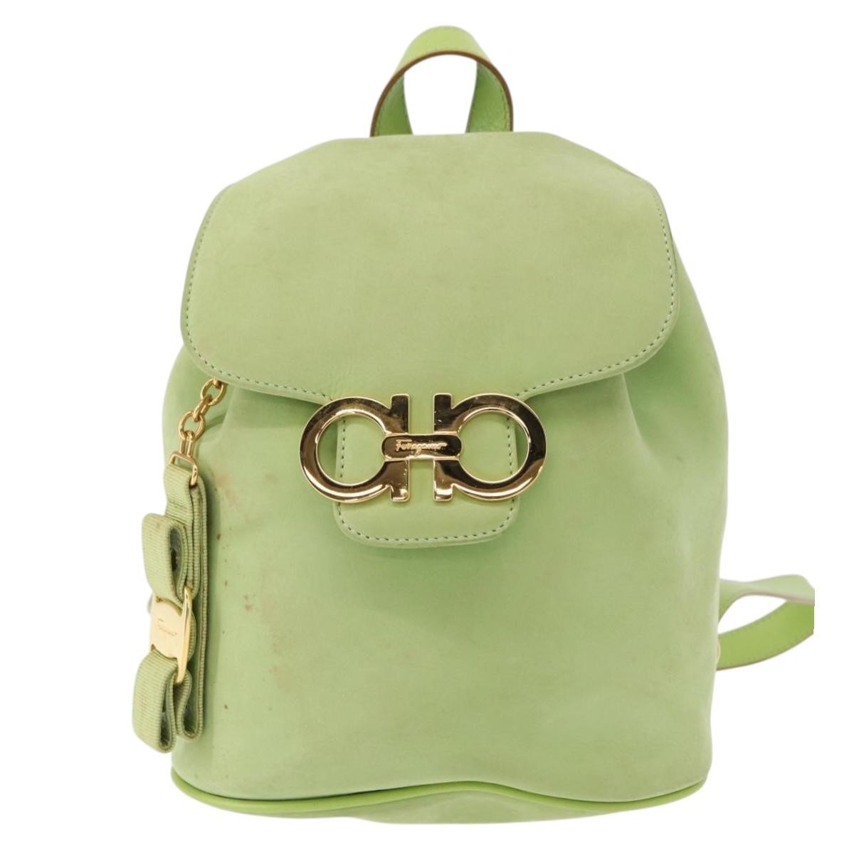 Salvatore Ferragamo Gancini Backpack Suede, GREEN, SUEDE, Backpack