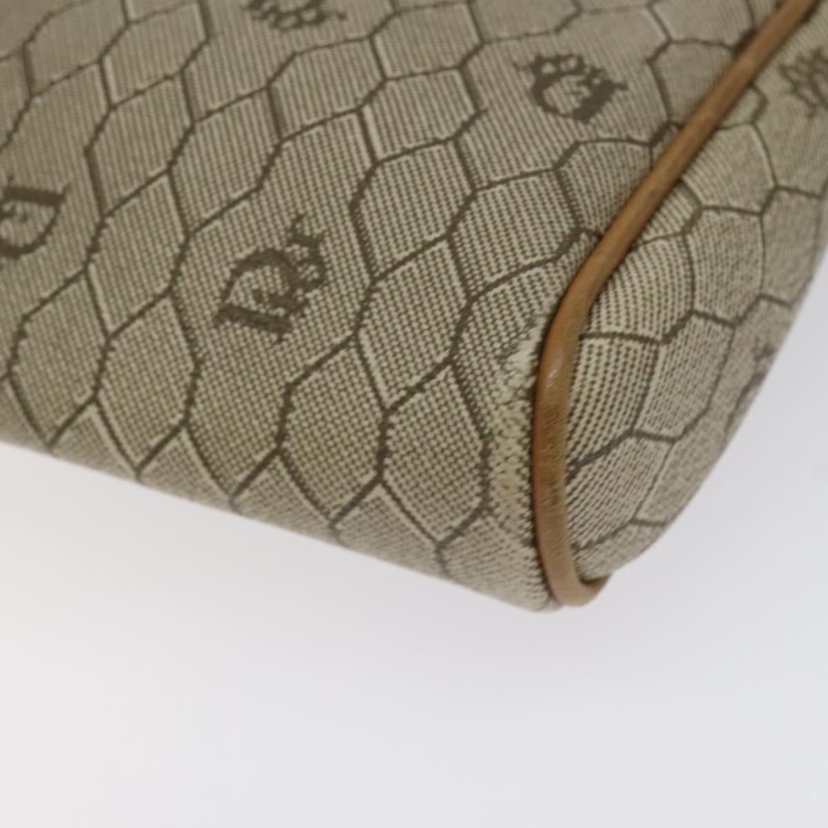 Christian Dior Vintage Honeycomb Zip Pouch Coated Canvas, BEIGE, CANVAS, Clutche & pouche