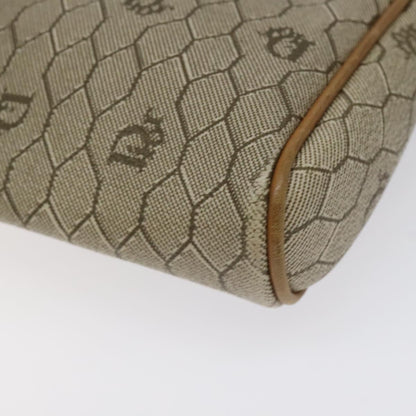 Christian Dior Vintage Honeycomb Zip Pouch Coated Canvas, BEIGE, CANVAS, Clutche & pouche