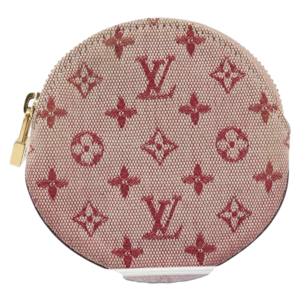 Louis Vuitton Round Coin Purse Mini Lin, RED, CANVAS, Wallets