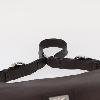 Salvatore Ferragamo Gancini Shoulder Bag Leather, BROWN, LEATHER, Shoulder bag