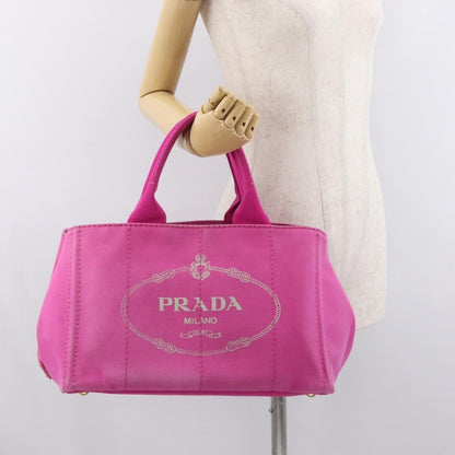 Prada Canapa Open Tote Canvas, PINK, CANVAS, Tote bag