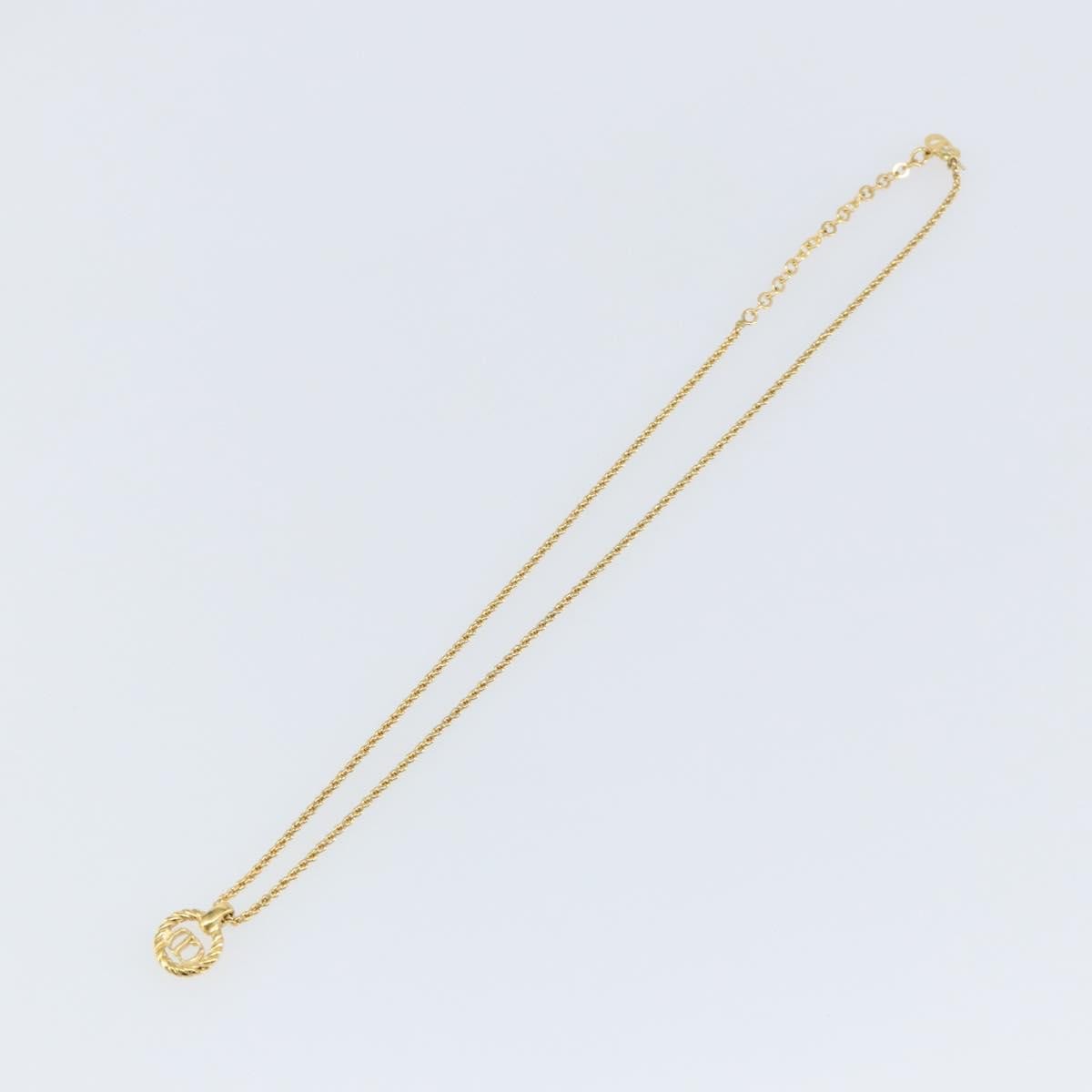 Christian Dior CD Round Pendant Necklace Metal, Gold, Metal, Necklace