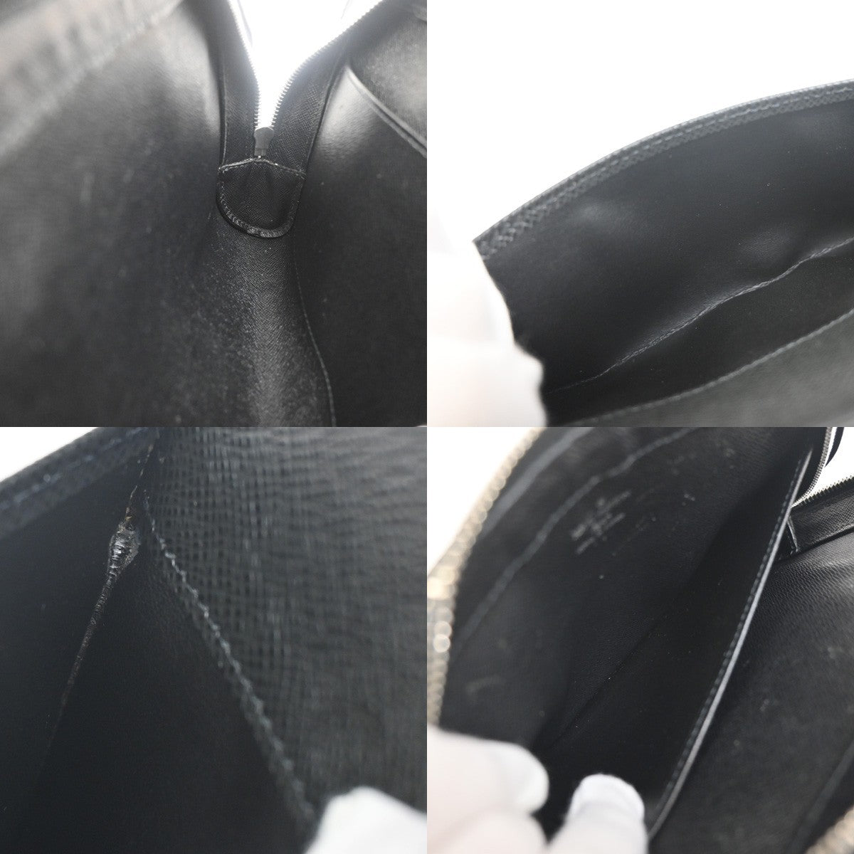Louis Vuitton Baikal Handbag Taiga Leather, BLACK, LEATHER, Clutche & pouche