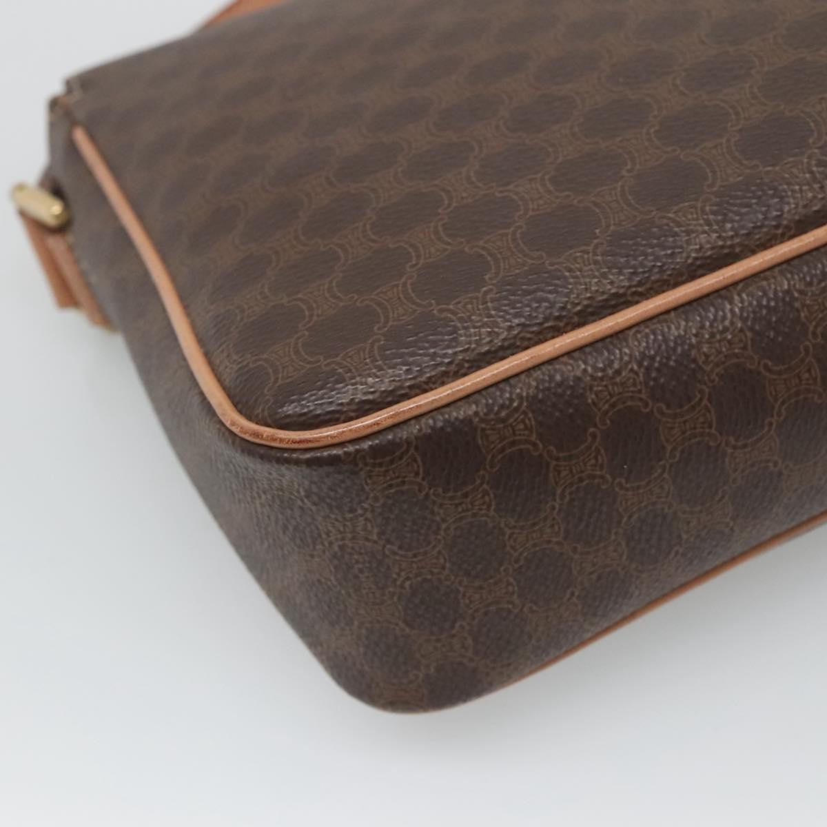 Celine Vintage Macadam Circle Logo Shoulder Bag Canvas and Leather, Brown, Canvas, Shoulder Bag