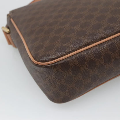 Celine Vintage Macadam Circle Logo Shoulder Bag Canvas and Leather, Brown, Canvas, Shoulder Bag