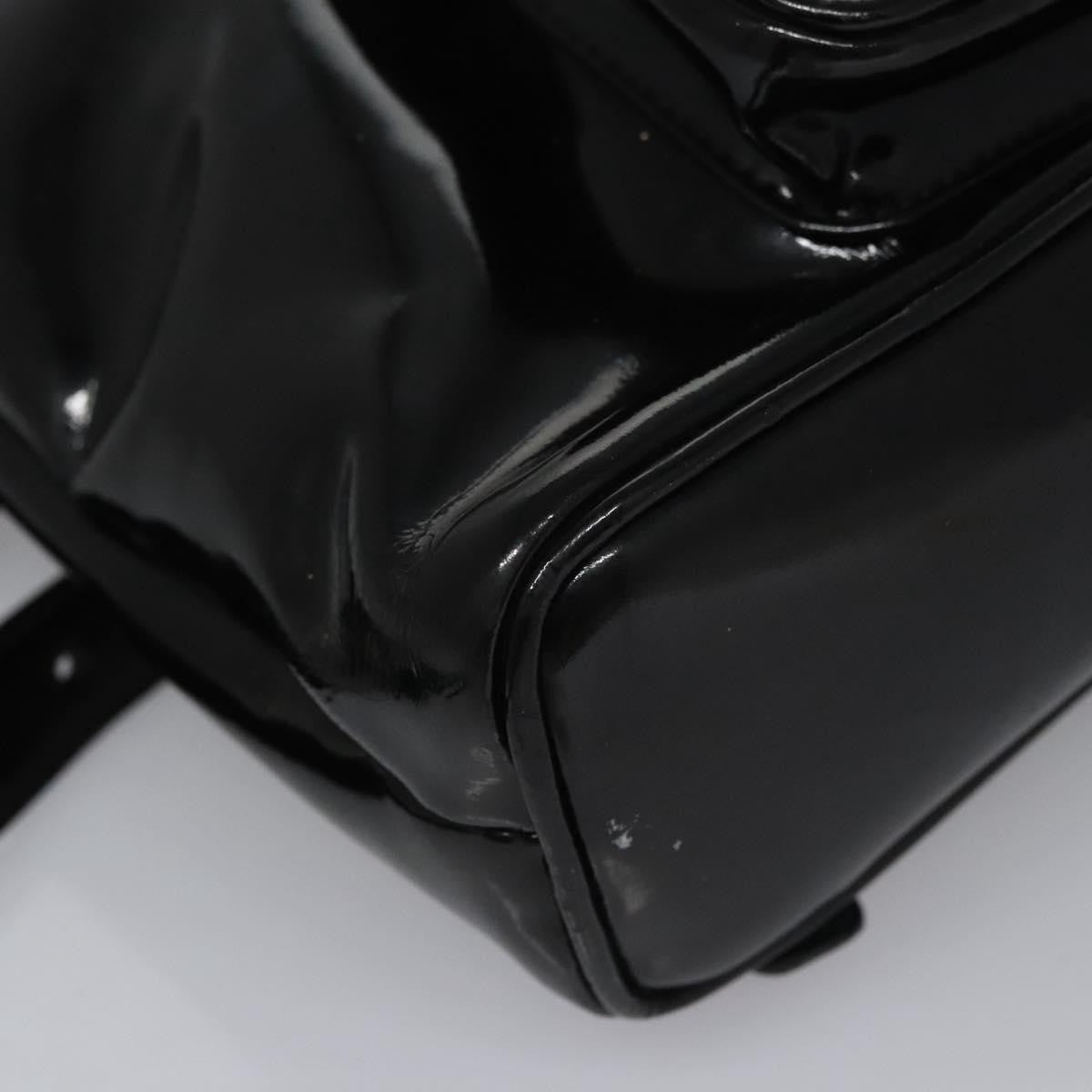 Gucci Vintage Bamboo Backpack Patent, Black, Patent Leather, Backpack