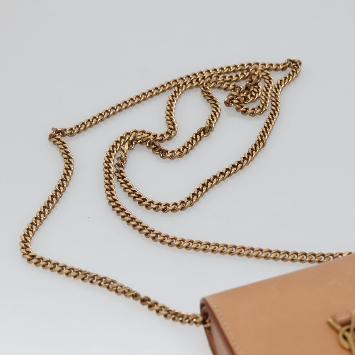 Saint Laurent Le K Chain Crossbody Bag Leather, BEIGE, LEATHER, Crossbody bag