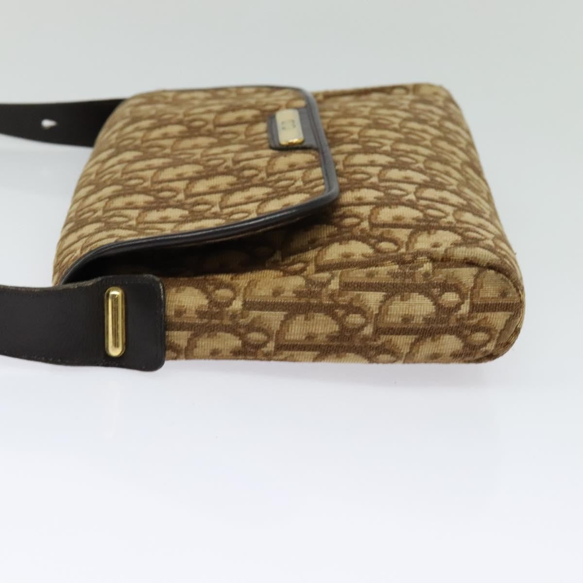 Christian Dior Vintage Trotter Flap Shoulder Bag Canvas, BROWN, CANVAS, Shoulder bag