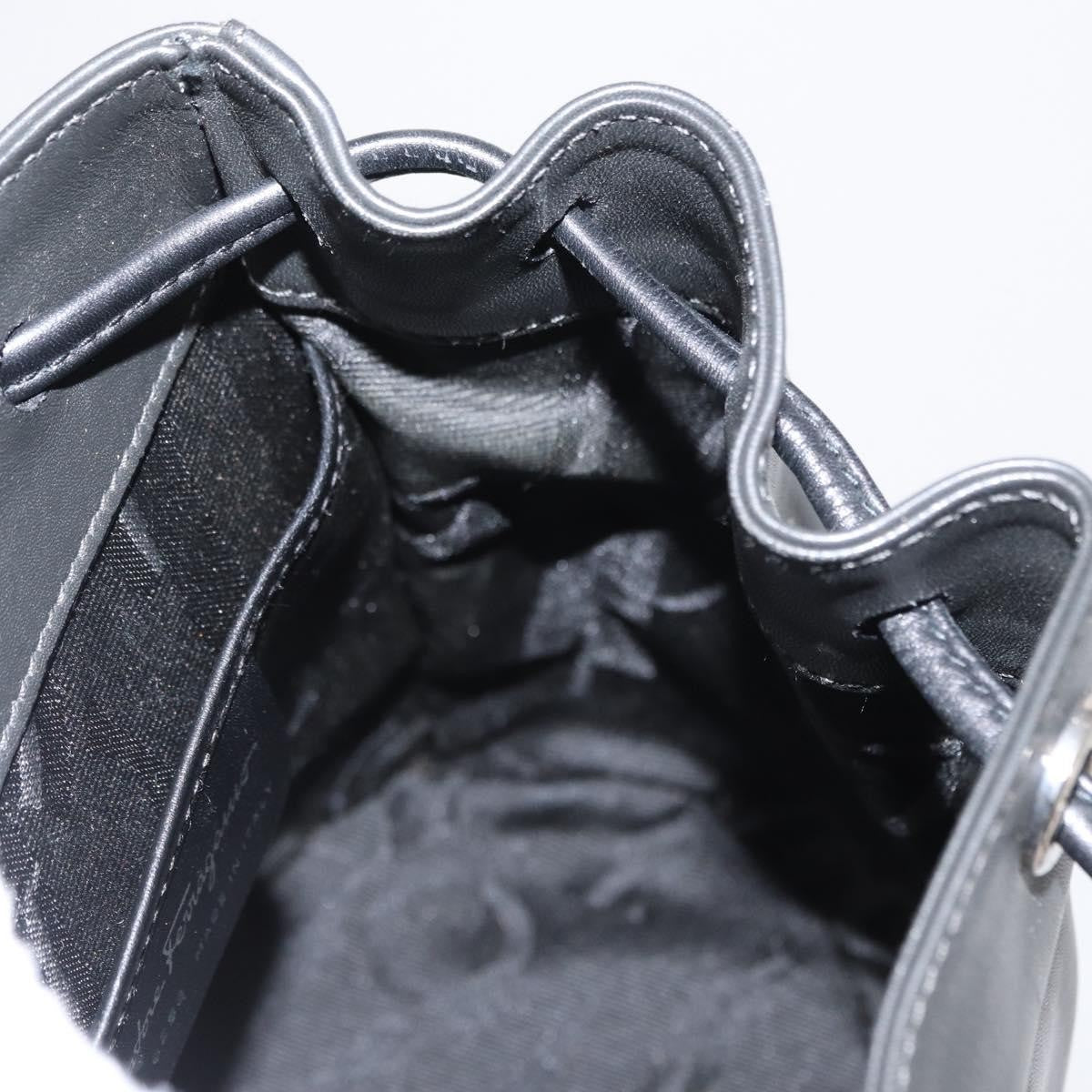 Salvatore Ferragamo Gancini Flap Drawstring Backpack Leather, BLACK, LEATHER, Backpack