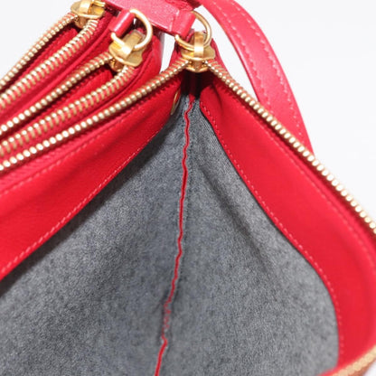 Celine Trio Crossbody Bag Leather, RED, LEATHER, Shoulder bag