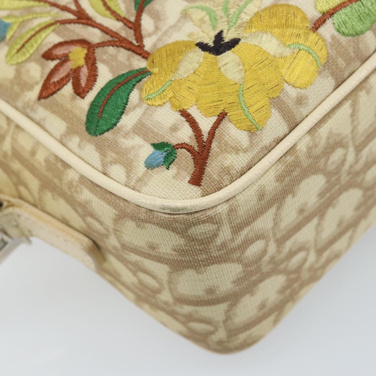 Christian Dior Vintage Crossbody Bag Embroidered Diorissimo Canvas, Beige, Canvas, Shoulder Bag