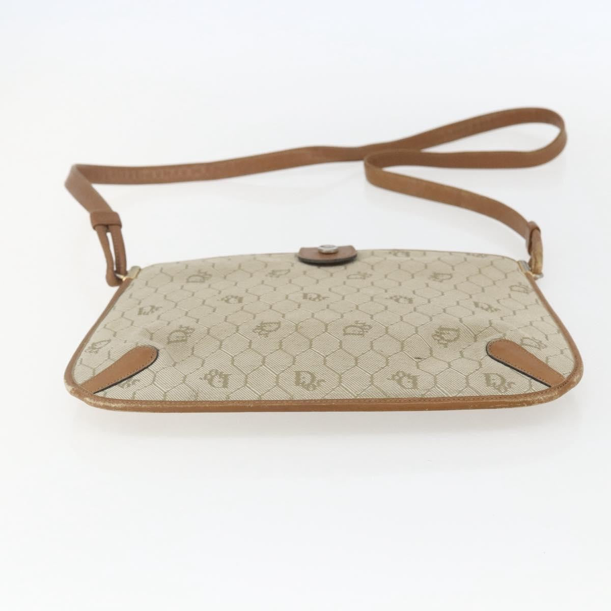 Christian Dior Vintage Honeycomb Shoulder Bag Canvas and Leather, BEIGE, CANVAS, Shoulder bag