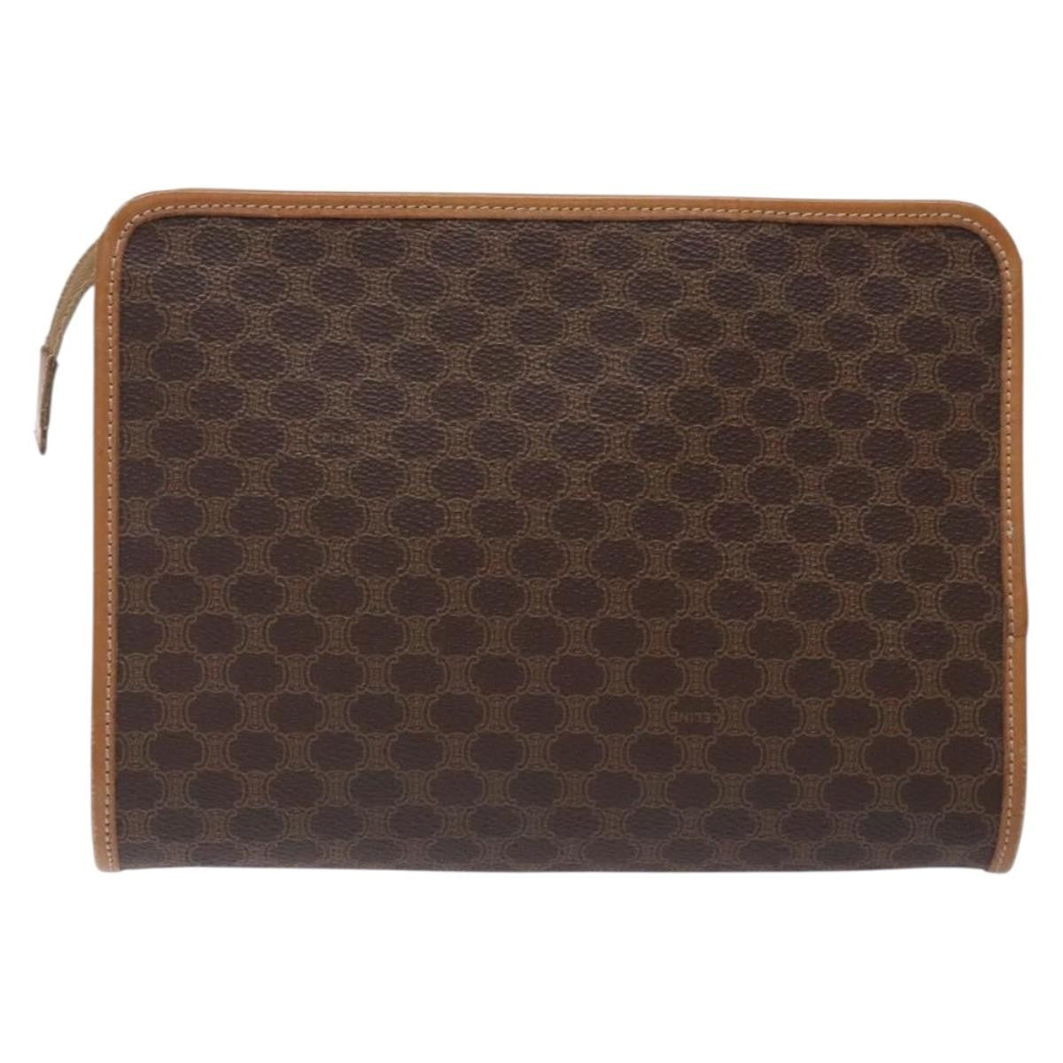 Celine Macadam Pochette Classic, BROWN, LEATHER, Clutche & pouche