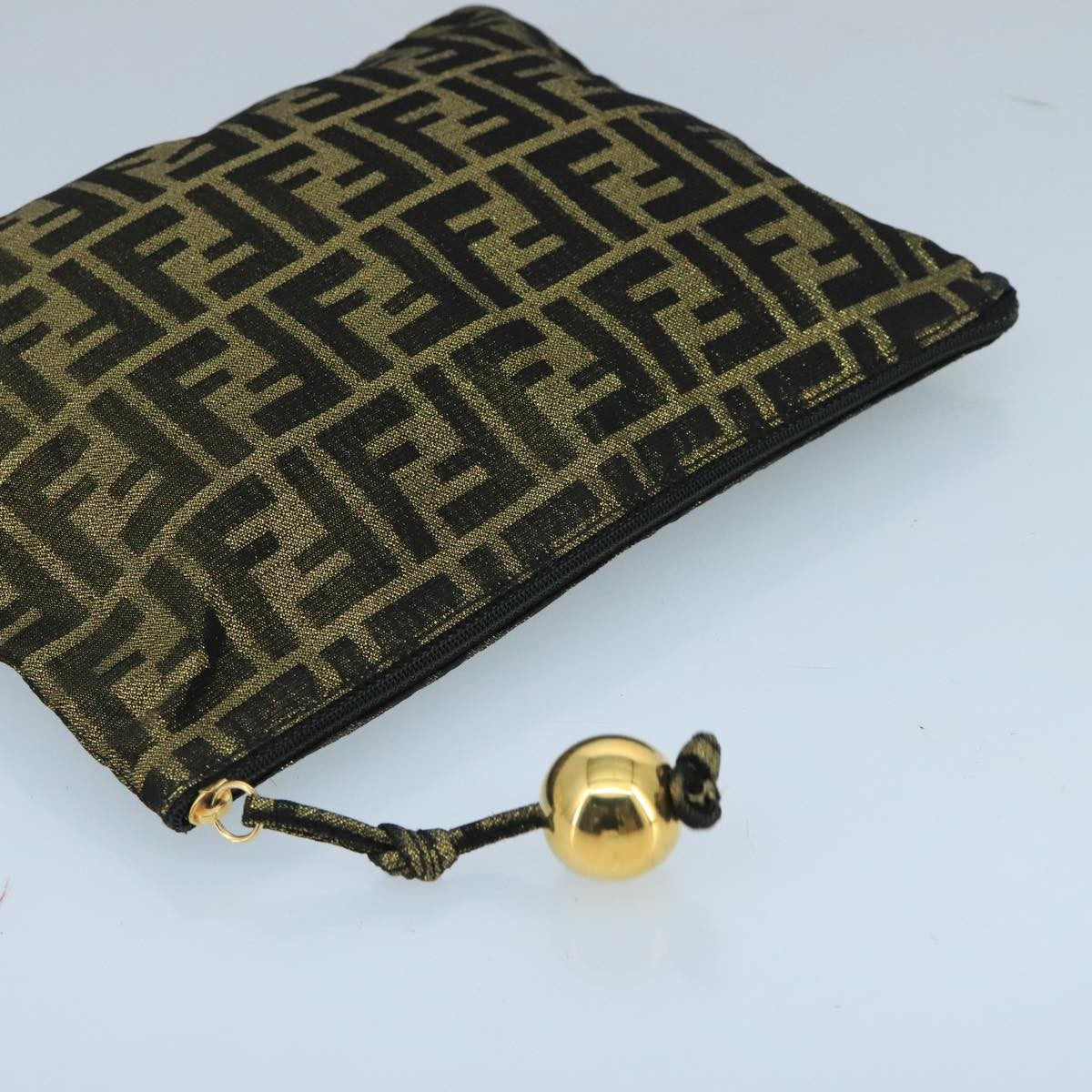 Fendi Vintage Zip Pouch Zucca Canvas, KHAKI, CANVAS, Clutche & pouche