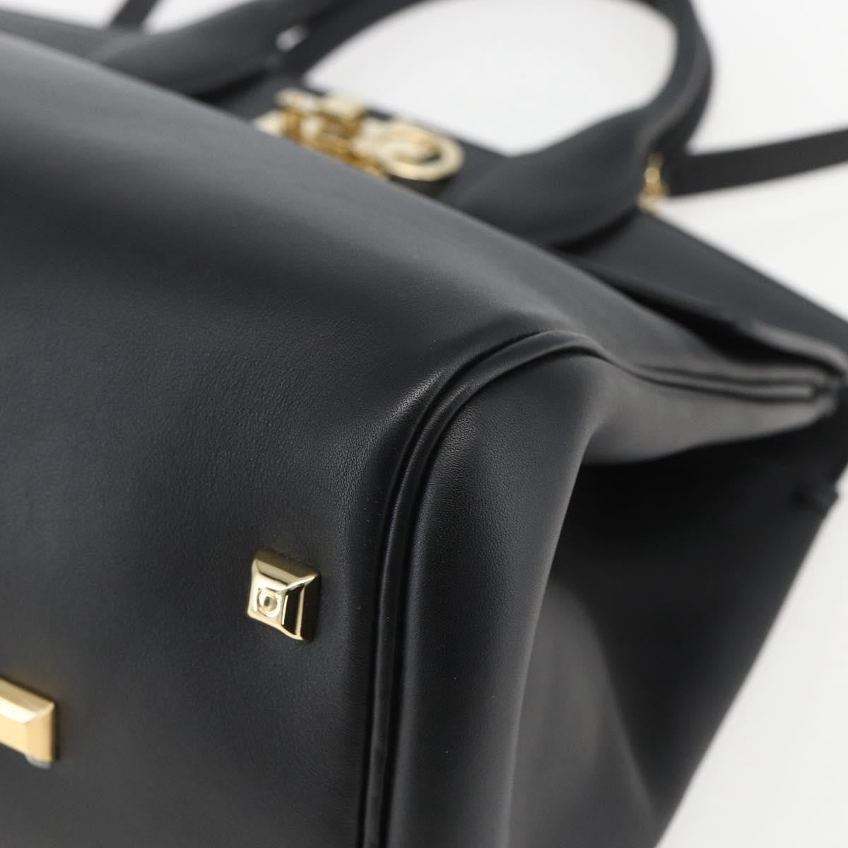 Salvatore Ferragamo Studio Satchel Leather, BLACK, LEATHER, Handbag