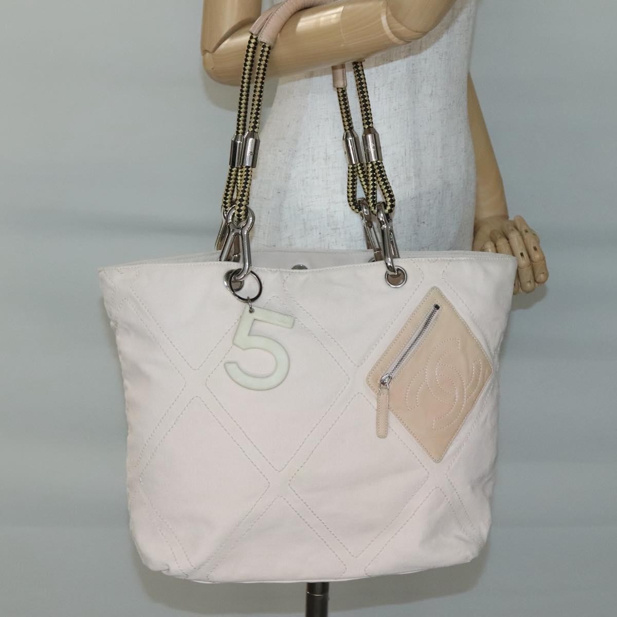 Chanel Vintage Cruise Line No.5 Tote Quilted Canvas, ECRU, CANVAS, Tote bag