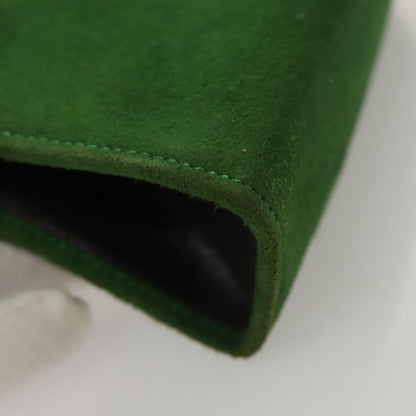 Celine Circle logo Suede and Leather, GREEN, SUEDE, Clutche & pouche