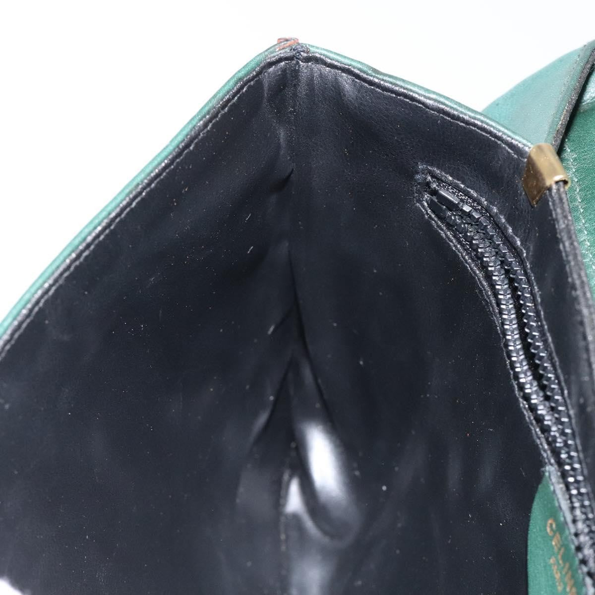 Celine Vintage Triomphe Flap Bag Leather, GREEN, LEATHER, Shoulder bag