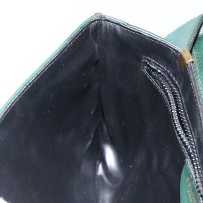 Celine Vintage Triomphe Flap Bag Leather, GREEN, LEATHER, Shoulder bag