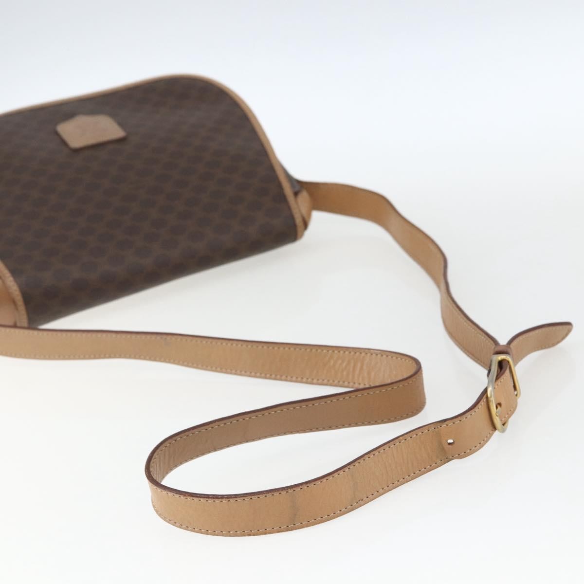 Celine Vintage Macadam Shoulder Bag Canvas and Leather, BROWN, CANVAS, Shoulder bag