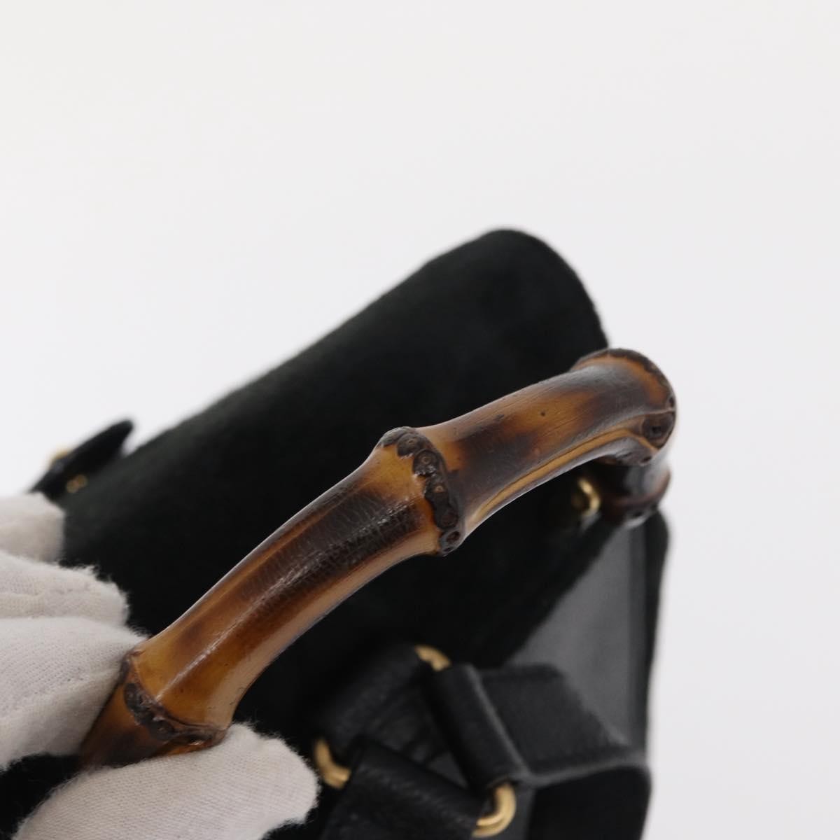 Gucci Vintage Bamboo Backpack Suede, BLACK, SUEDE, Backpack