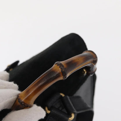 Gucci Vintage Bamboo Backpack Suede, BLACK, SUEDE, Backpack