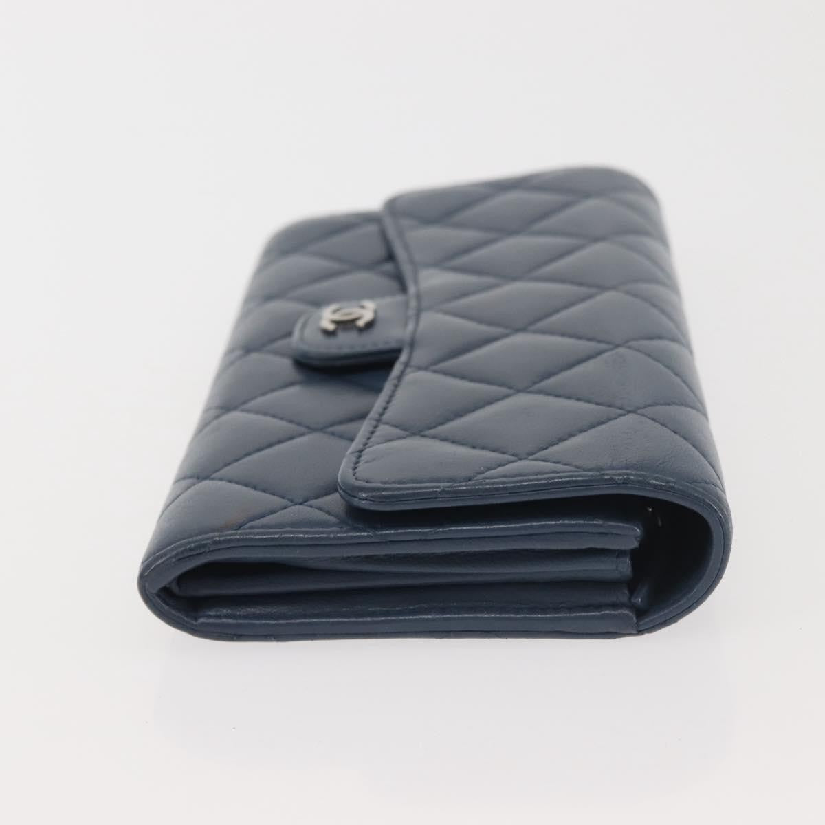 Chanel CC Gusset Classic Flap Wallet Quilted Lambskin, NAVY, LEATHER, Wallets